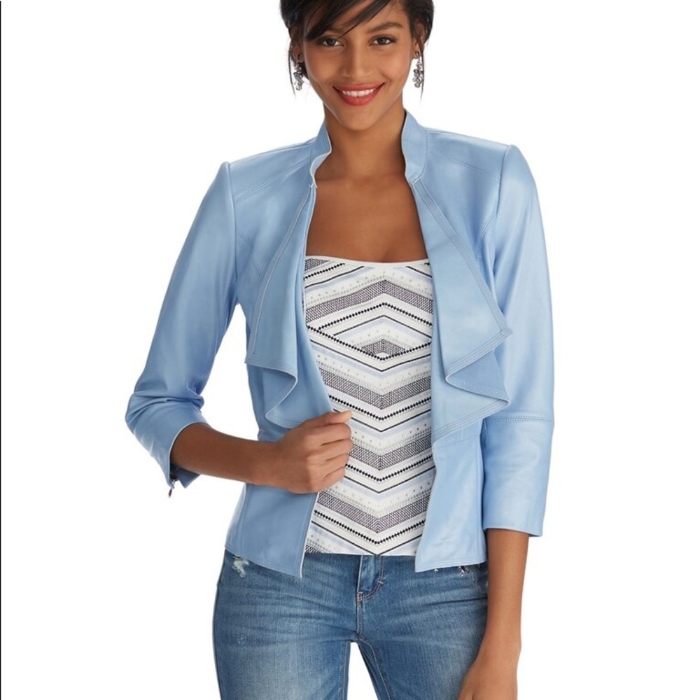 WHBM Light Blue Leather Jacket NWT